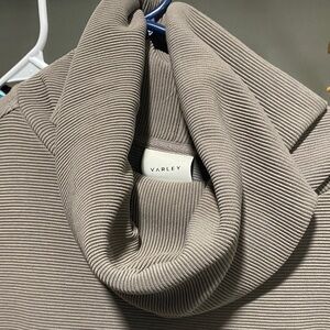 Varley Taupe Ribbed Cowl Neck Top